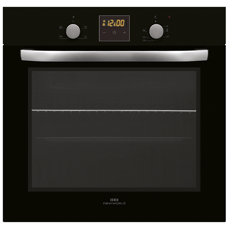NewWorld 60cm Built In Single Multifunction Oven Black NWMFOT60B