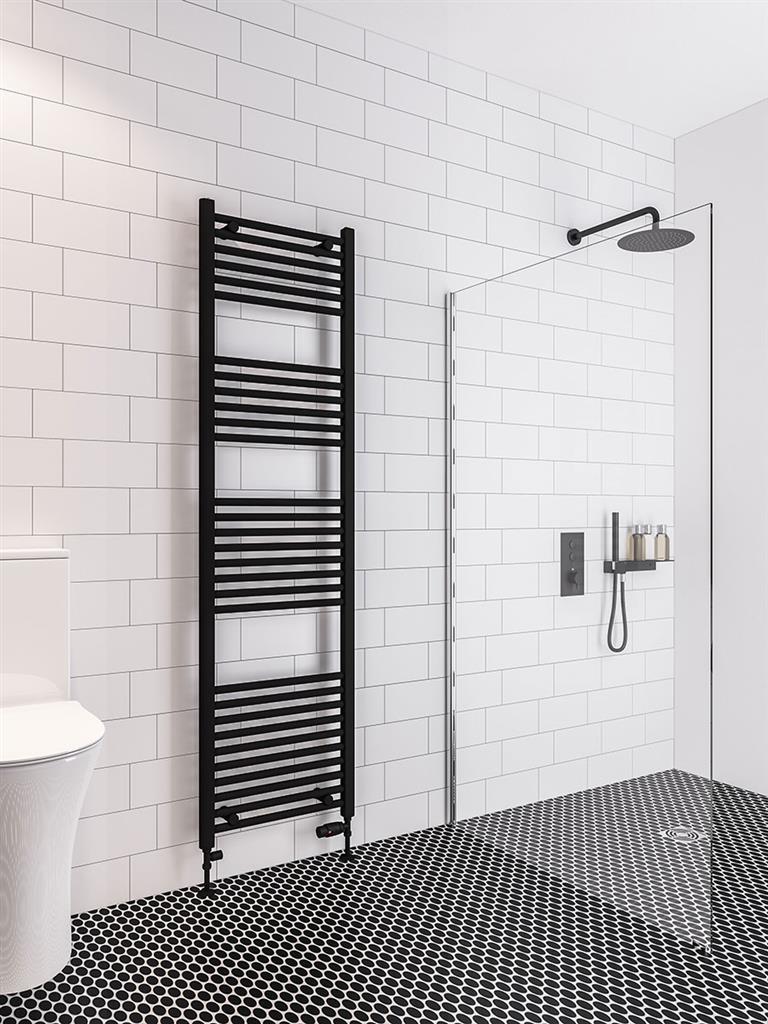 Eastbrook Wingrave 1800 x 500 Straight Towel Radiator - Matt Black ...