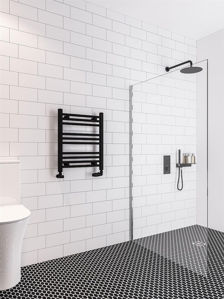 Eastbrook Wingrave 600 x 500 Straight Towel Radiator - Matt Black ...