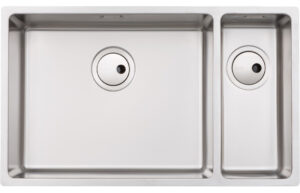 Abode Matrix R15 Large 1.5 Right Hand Small Bowl Undermount/Inset Sink - Stainless Steel AW5125 740 x 440 mm