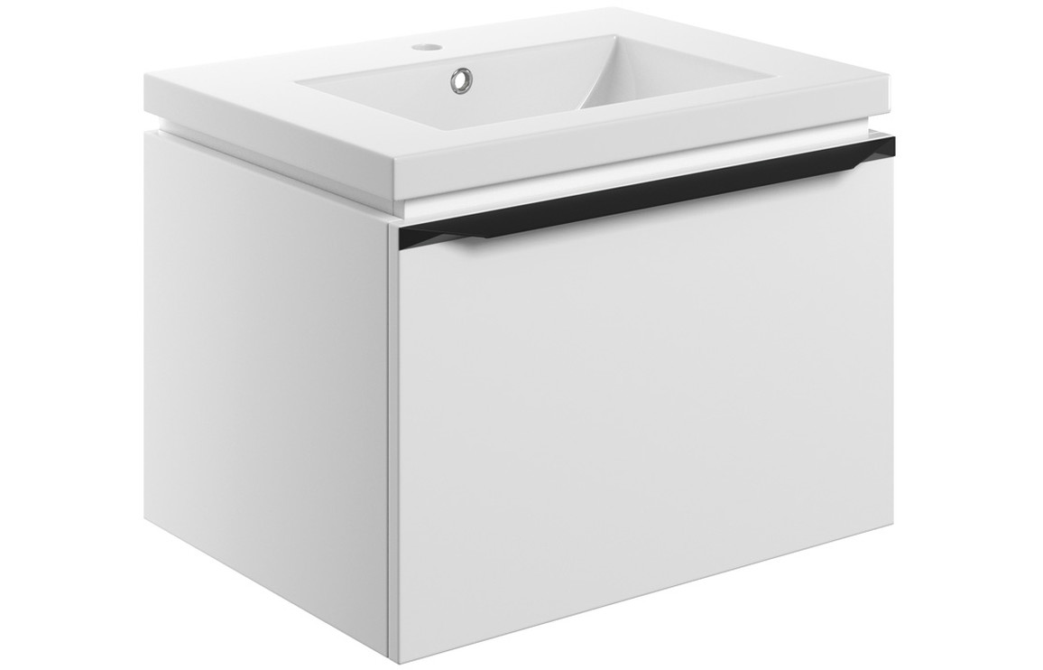 Oviedo 600mm Wall Hung Basin Unit Inc. Basin - Matt White | Modern 