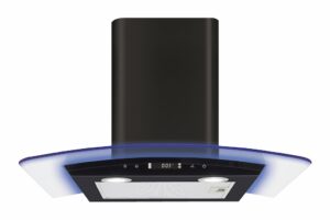 CDA EKP60BL 60cm Curved Glass Extractor with Edge Lighting