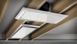 Miro Slimline 900mm Ceiling Hood - White Glass/Matt White