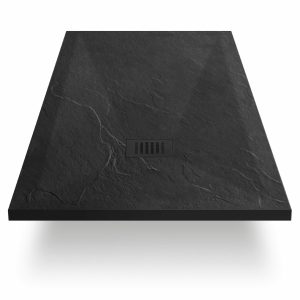 Premier Low-Profile 25mm Stone Resin Shower Tray – Matte Black Slate Rectangular