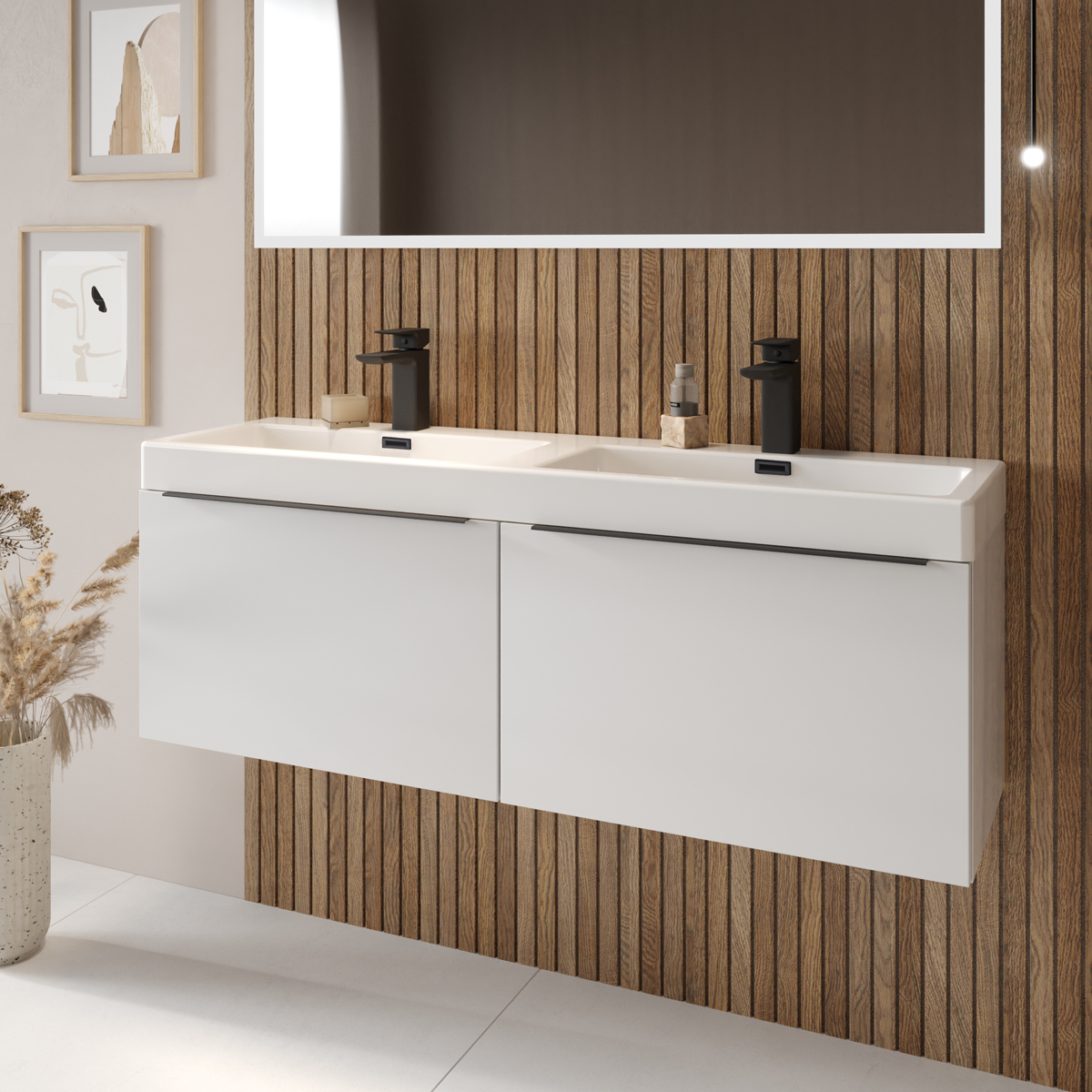 Scudo Muro 1200mm Gloss White Double Vanity Basin MURO 1200WHBASIN