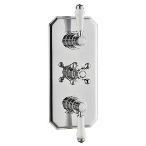 Vita Veneto Tenby 2 Outlet 3 Handle Traditional Shower Valve Chrome