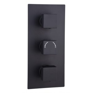 Vita Veneto Orca 2 Outlet 3 Handle Square Concealed Shower Valve Black