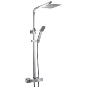 Vita Veneto Plumb Essential Square Overhead shower kit with Head & Adjustable Rail Chrome