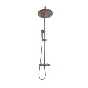 Cudos Focus Round Rigid Riser Shower Kit - Brushed Bronze