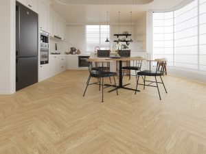 Warm Oak 1.57m² Herringbone Premium Vinyl Click Flooring With Integrated Underlay - 6.5mm (2mm EVA layer)
