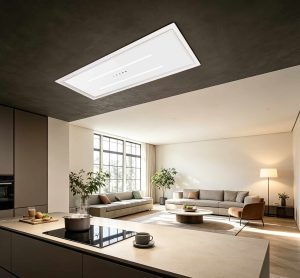 ViandPro - Aria Flush Fit Ceiling Hood 90x30 - With WiFi App Control - White - Fits Between Joists - Ducted or Recirculated - VP-CH93WHT