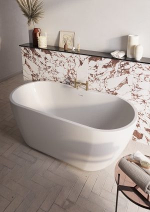 Cudos Onyxa 1555mm x 750mm White Double Ended Freestanding Bath