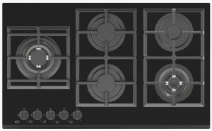 Avelis 90cm Gas on Glass Built-In Hob – 5 Burner with Dual Wok Power