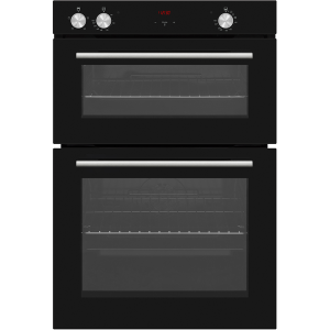 Avelis 90cm Built-In Column Double Oven with Touch Programmer – Black Glass & Aluminium