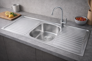 ViandPro Single Bowl Double Drainer Sink - 1200 x 500mm - Satin Finish