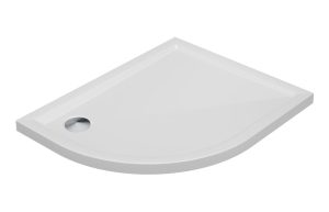 40mm Low Profile 1000x800mm Offset Quadrant Tray & Waste (LH) - White