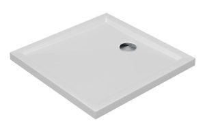 40mm Low Profile 700x700mm Square Tray & Waste - White