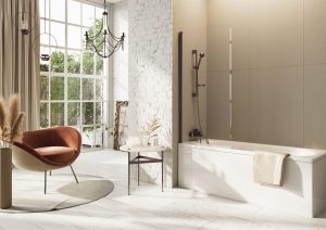 Thalia Single Panel Bath Screen - Bronze
