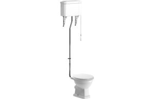 Siena Etude High Level WC & Satin White Wood Effect Seat w/Br.Brass Finishes