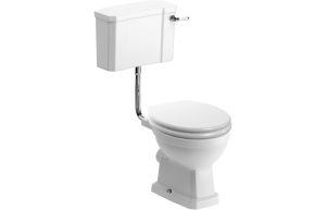 Siena Etude Low Level WC & Satin White Wood Effect Seat w/Br.Brass Finishes