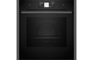 Neff N90 B64FT53G0B Single Slide & Hide Electric Oven w/Steam - Black w/Graphite Trim
