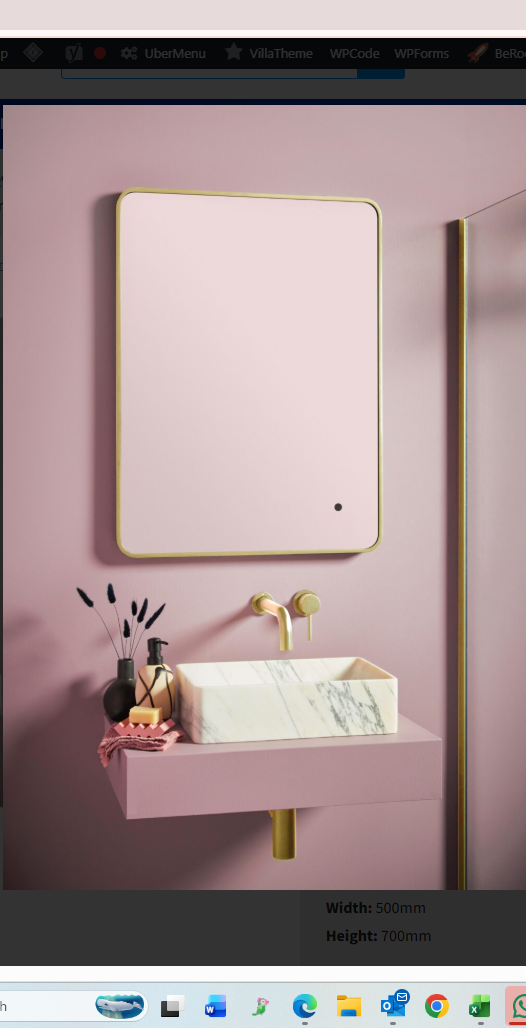 Brushed brass bathroom mirror and accessories
