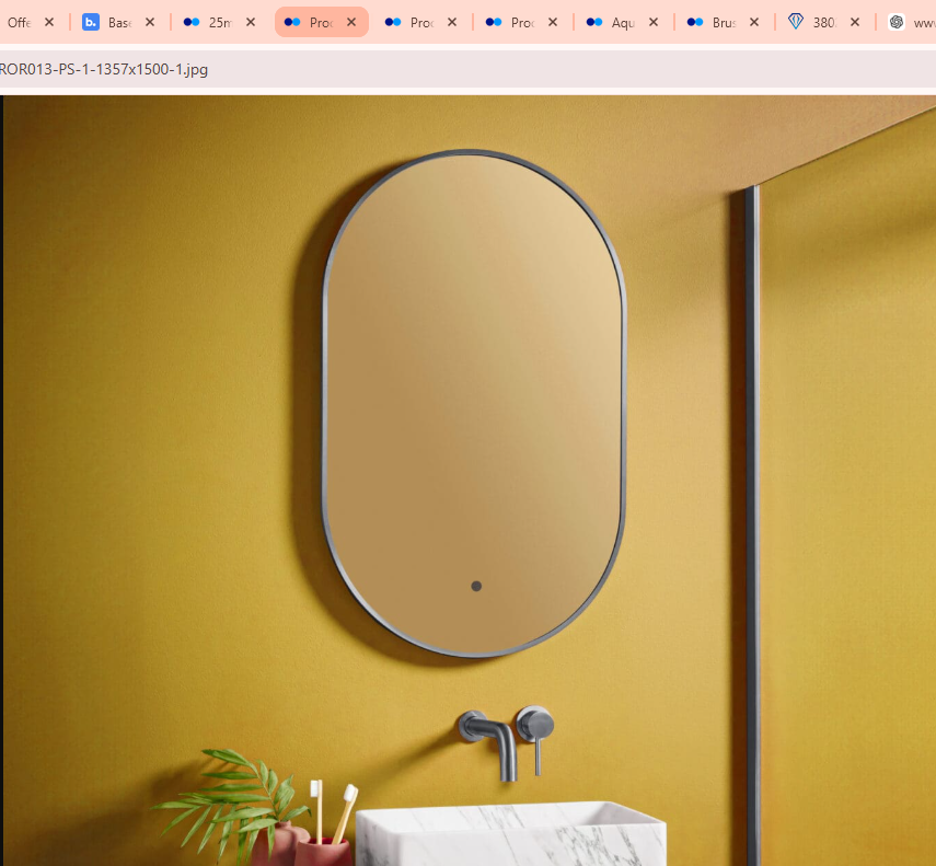 Gun metal bathroom mirror and accessories