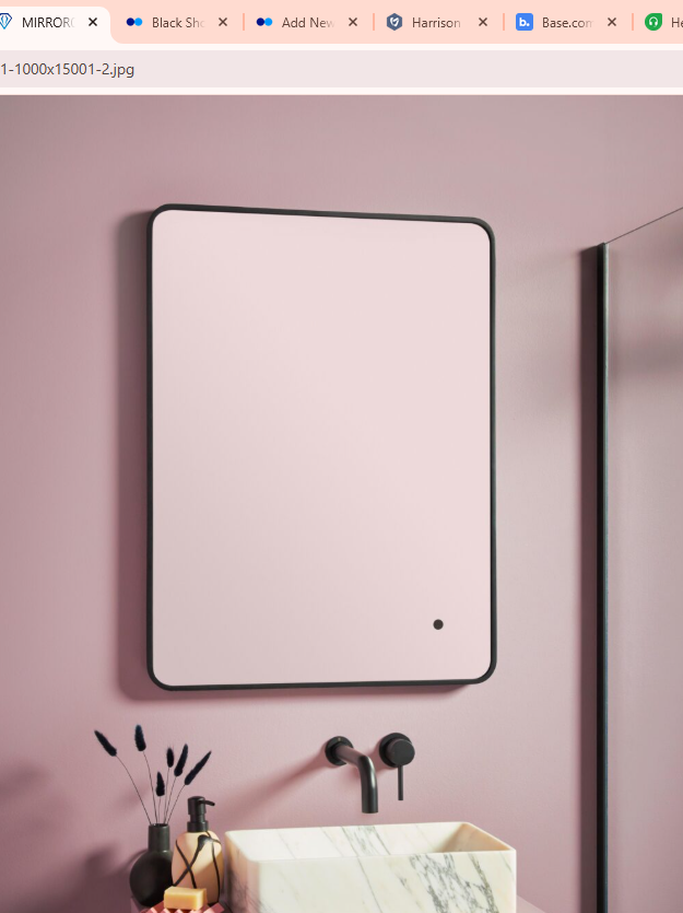 Black bathroom mirror and accessories