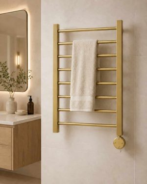 Walton 800 x 500 Straight Electric Towel Radiator - Brushed Brass