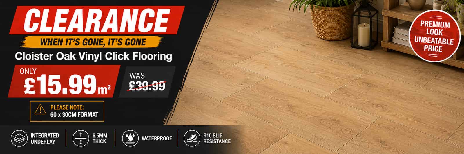 Cloister Oak Vinyl Click Flooring Clearance Offer