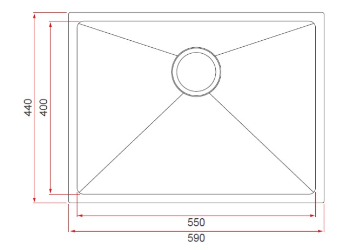 Nexa 590 x 440mm undermount sink dimensions