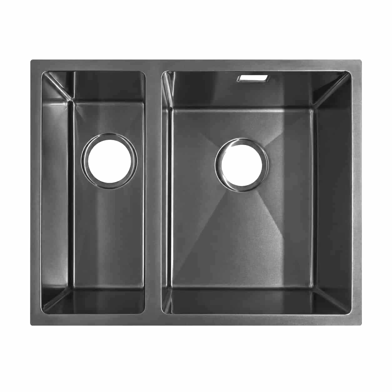 Nexa gun metal 1.5 bowl undermount kitchen sink with left-hand smaller bowl