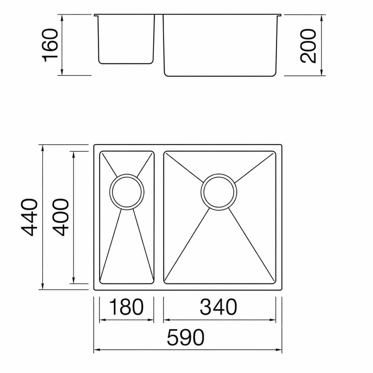 Nexa 1.5 bowl undermount sink dimensions