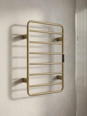 Astral 800 x 500 Vertical Electric Towel Rail - Brushed Brass