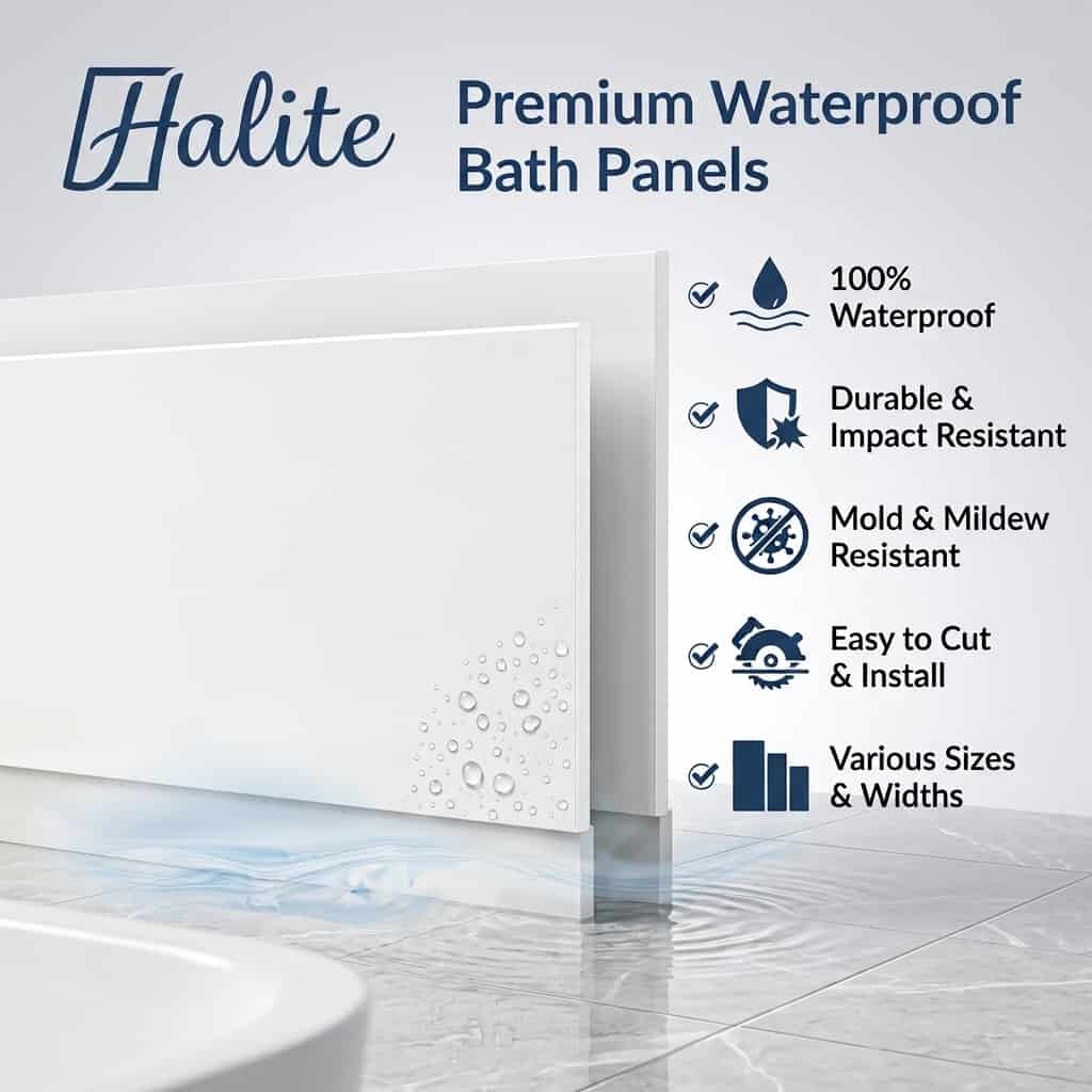 Halite waterproof bath panel features