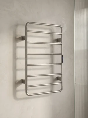 Astral 800 x 500 Vertical Electric Towel Rail - Brushed Nickel