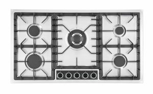 Avelis 90cm 5 Burner Stainless Steel Gas Hob - Central Wok Burner - A91CENTRAL-SS
