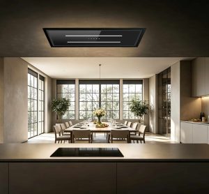 ViandPro - Aria Flush Fit Ceiling Hood 90x30 Black- with WiFi App Control –Fits Between Joists - Ducted Or Recirculated - VP-CH93BLK.V4