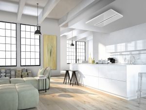 Miro Verdi 900 Recirculating Ceiling Hood - White Glass