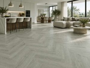 Platinum Oak 1.57m² Herringbone Premium Vinyl Click Flooring With Integrated Underlay - 6.5mm (2mm EVA layer)