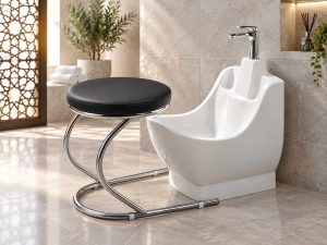 Siena Bathrooms - Wudu Wash Residential Ceramic Ablution Basin with Stool