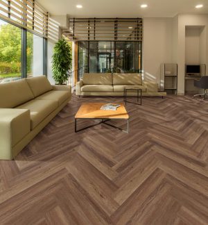 Cotswold Oak 1.57m² Herringbone Premium Vinyl Click Flooring With Integrated Underlay - 6.5mm (2mm EVA layer)