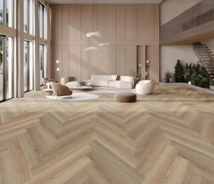 Barley Oak 1.57m² Herringbone Premium Vinyl Click Flooring With Integrated Underlay - 6.5mm (2mm EVA layer)