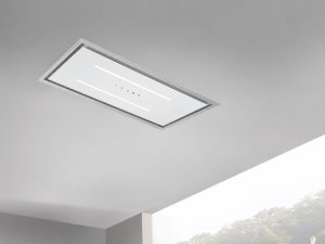 ViandPro - Aria Flush Fit Ceiling Hood 90x30 - With WiFi App Control - White/Stainless Steel - Fits Between Joists - Ducted or Recirculated - VP-CH93WHTSS