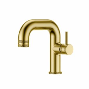 Cudos Focus Side Lever Basin Mixer Tap - Brushed Brass
