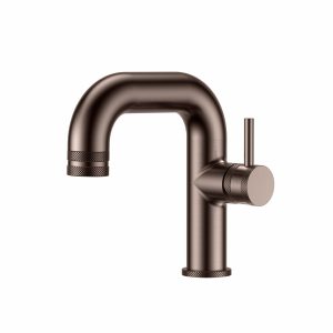 Cudos Focus Side Lever Basin Mixer Tap - Brushed Bronze