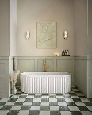 Cudos Lira Oval Fluted Freestanding Bath - 1700 x 750 - Gloss White