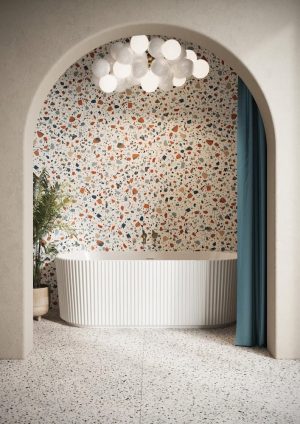 Cudos Labyrinth Back to Wall Fluted Freestanding Bath - Gloss White