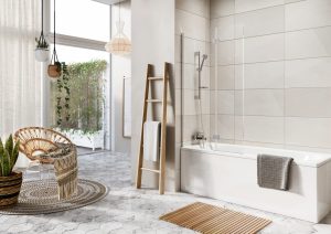 Dahlia Inward Opening Bath Screen - Chrome