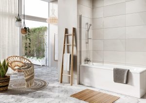 Dahlia Single Panel Bath Screen - Chrome